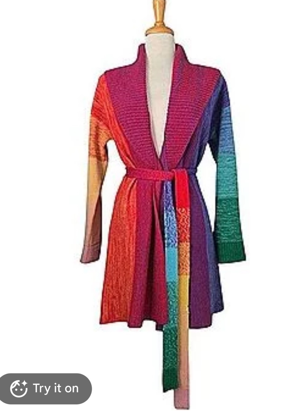 Alice + Olivia Rainbow Multicolor Belted Knit Cardigan